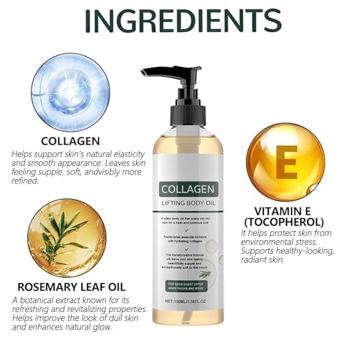 Nuckhuce Collagen Lifting Body Oil After Shower - 2-Pack Hydrating Anti-Aging Body Oil for Women & Men, Moisturizing & Smoothing, Lightweight Non-Greasy, 6.76 fl oz Total Avelisse