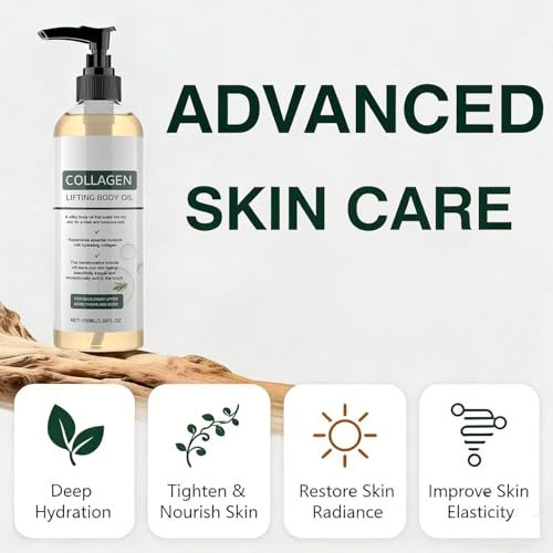 Nuckhuce Collagen Lifting Body Oil After Shower - 2-Pack Hydrating Anti-Aging Body Oil for Women & Men, Moisturizing & Smoothing, Lightweight Non-Greasy, 6.76 fl oz Total Avelisse