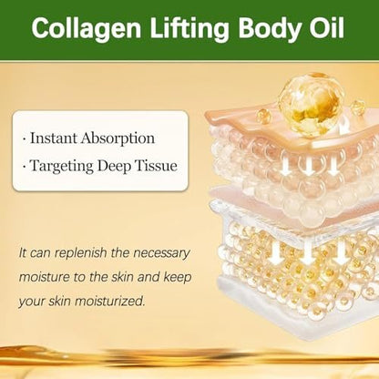 Nuckhuce Collagen Lifting Body Oil After Shower - 2-Pack Hydrating Anti-Aging Body Oil for Women & Men, Moisturizing & Smoothing, Lightweight Non-Greasy, 6.76 fl oz Total Avelisse