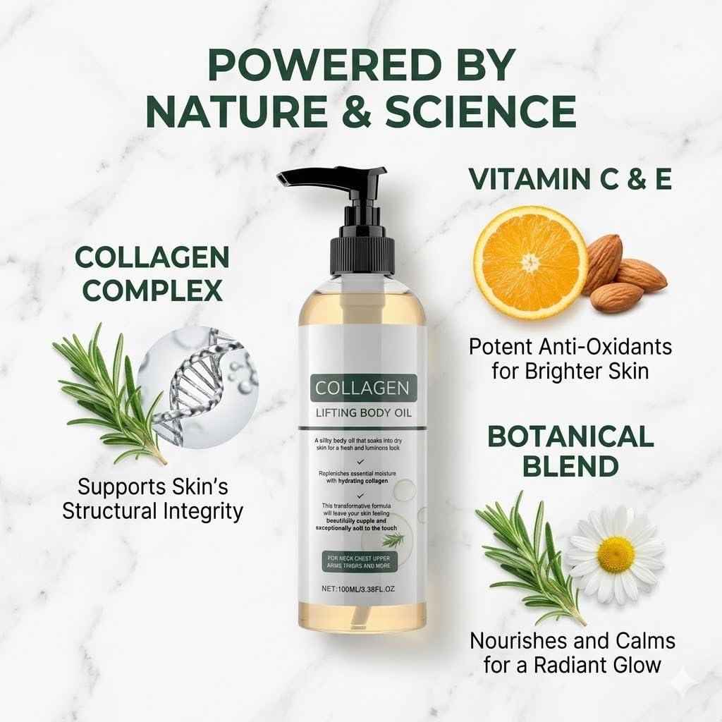 Elycura Collagen Lifting Body Oil – Hydrating & Firming Body Oil for Smoother, Younger-Looking Skin | Lightweight, Non-Greasy | 3.38 Fl Oz Avelisse