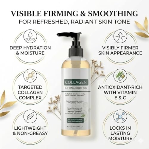 Elycura Collagen Lifting Body Oil – Hydrating & Firming Body Oil for Smoother, Younger-Looking Skin | Lightweight, Non-Greasy | 3.38 Fl Oz Avelisse