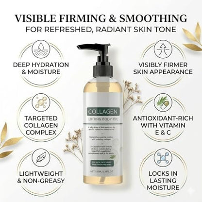 Elycura Collagen Lifting Body Oil – Hydrating & Firming Body Oil for Smoother, Younger-Looking Skin | Lightweight, Non-Greasy | 3.38 Fl Oz Avelisse