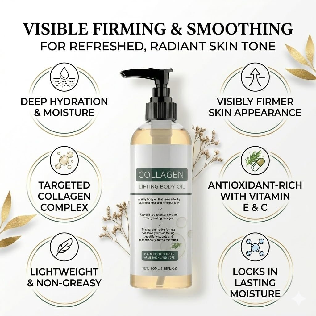Elycura Collagen Lifting Body Oil – Hydrating & Firming Body Oil for Smoother, Younger-Looking Skin | Lightweight, Non-Greasy | 3.38 Fl Oz Avelisse