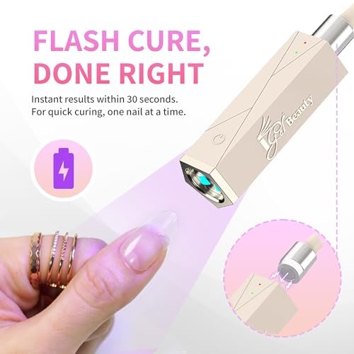 iGel Beauty PRO-X Mini LED Nail Lamp – Portable USB-C Rechargeable Flash Cure Light, Flexible Multi-Arm Design, Hands-Free Sensor, Cordless Nail Curing Lamp (Tan) Avelisse