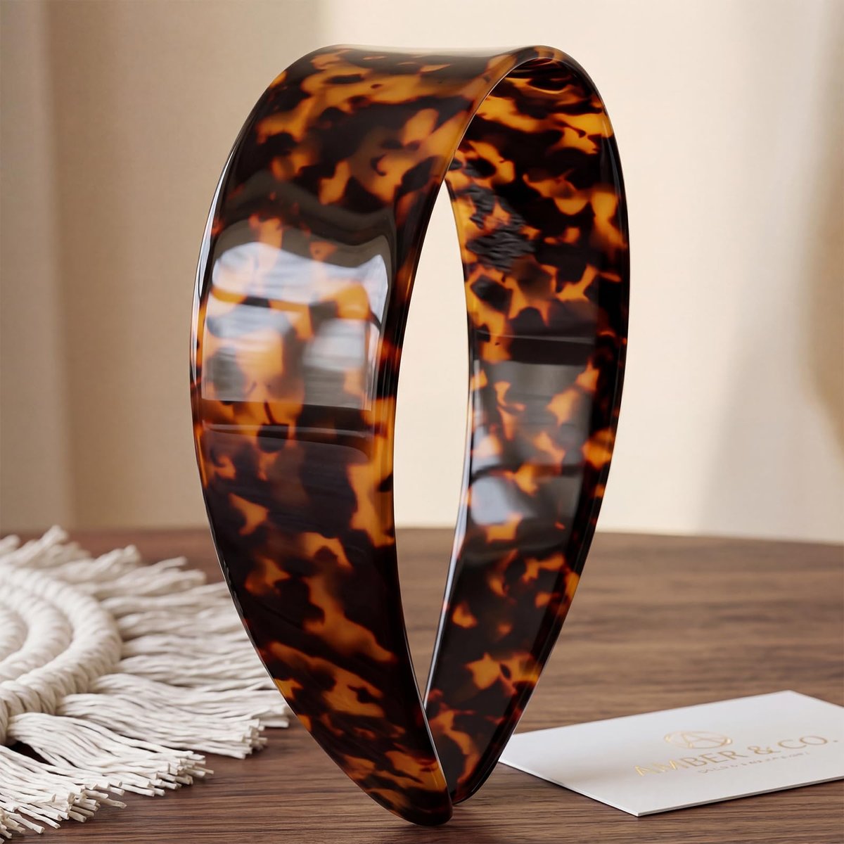 2-Pack Thick Tortoise Shell Headbands with Teeth – 1.5in Wide No-Slip Acetate Hairbands for Women, Retro Fashion Style for Daily Use (Dark & Yellowish Tortoiseshell) Avelisse