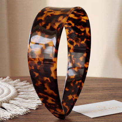 2-Pack Thick Tortoise Shell Headbands with Teeth – 1.5in Wide No-Slip Acetate Hairbands for Women, Retro Fashion Style for Daily Use (Dark & Yellowish Tortoiseshell) Avelisse