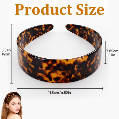 2-Pack Thick Tortoise Shell Headbands with Teeth – 1.5in Wide No-Slip Acetate Hairbands for Women, Retro Fashion Style for Daily Use (Dark & Yellowish Tortoiseshell) Avelisse