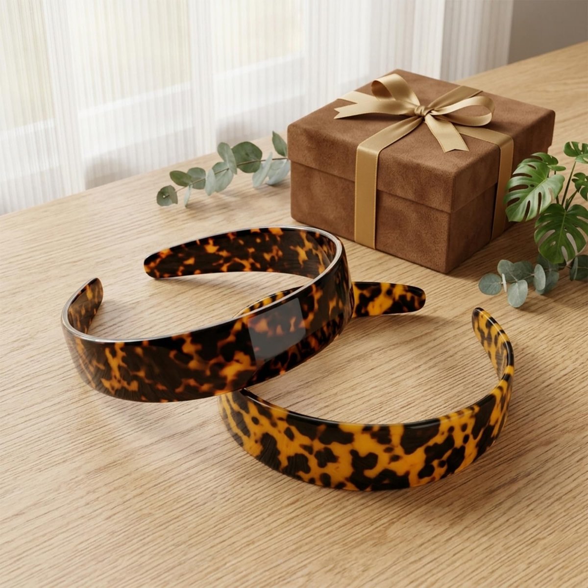 2-Pack Thick Tortoise Shell Headbands with Teeth – 1.5in Wide No-Slip Acetate Hairbands for Women, Retro Fashion Style for Daily Use (Dark & Yellowish Tortoiseshell) Avelisse