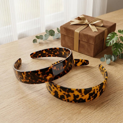 2-Pack Thick Tortoise Shell Headbands with Teeth – 1.5in Wide No-Slip Acetate Hairbands for Women, Retro Fashion Style for Daily Use (Dark & Yellowish Tortoiseshell) Avelisse