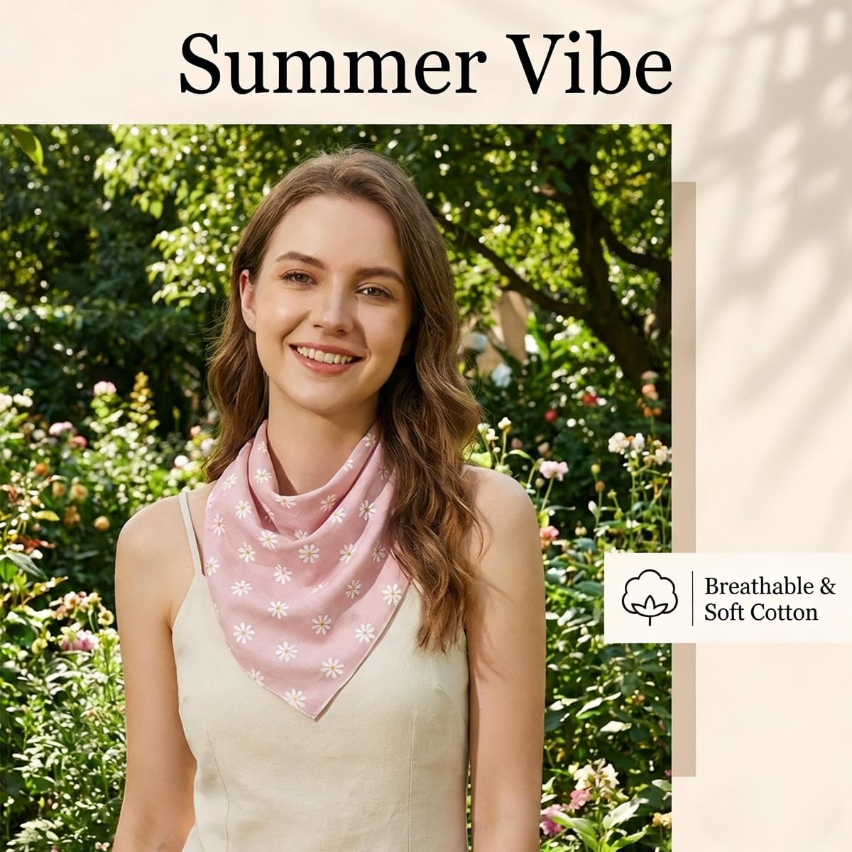 3 PCS Floral Hair Bandanas for Women - Boho Head Wraps Daisy Print Chiffon Scarf with Ties - Fashion Beach Hair Accessories for Thin Thick Curly Hair - görsel 9