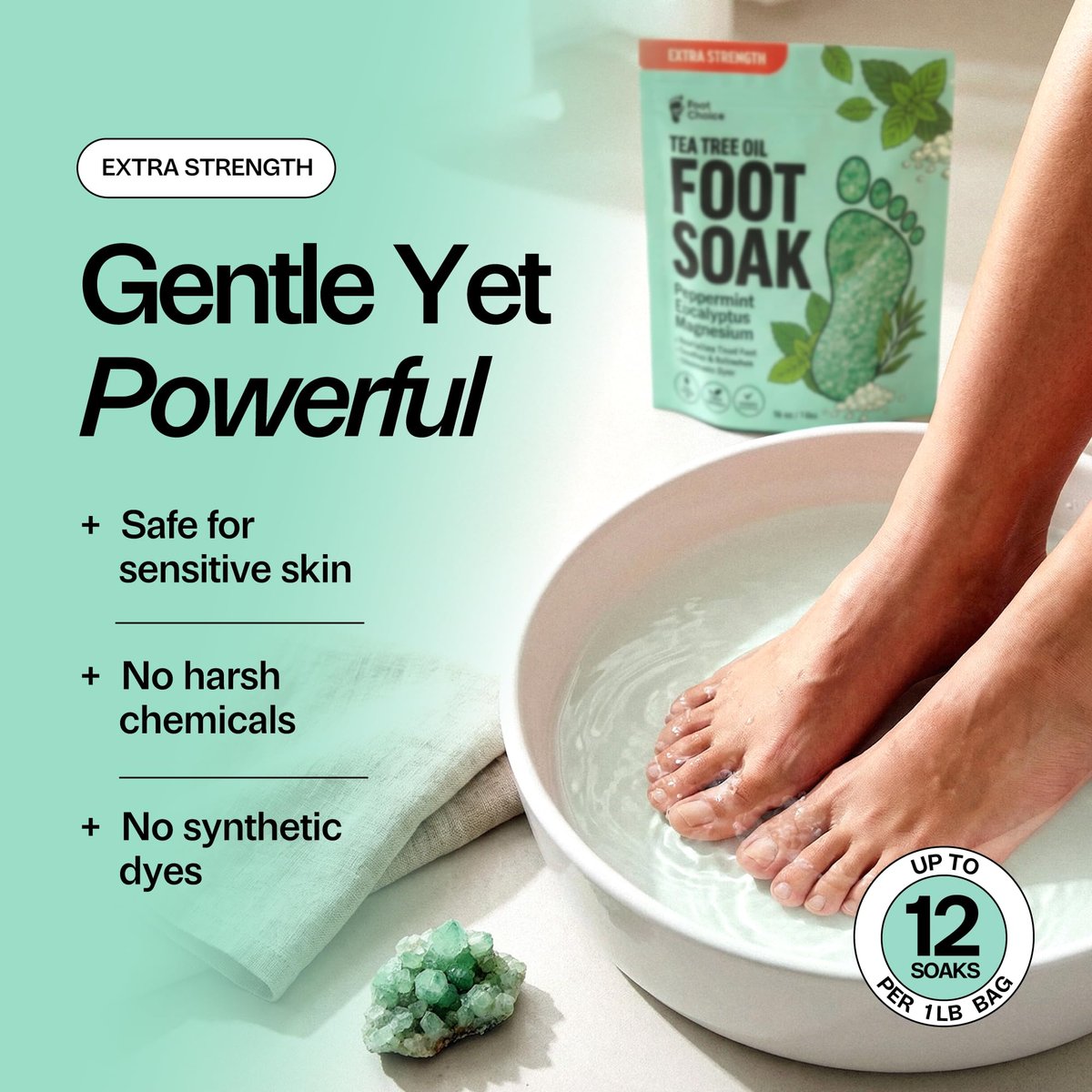 Foot Choice Tea Tree Oil Foot Soak with Epsom Salt - Toenail Repair, Odor Elimination & Callus Softening - Soothes Tired, Sore Feet & Itchy Skin - Made in USA, 16 oz - görsel 7