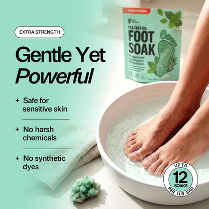 Foot Choice Tea Tree Oil Foot Soak with Epsom Salt - Toenail Repair, Odor Elimination & Callus Softening - Soothes Tired, Sore Feet & Itchy Skin - Made in USA, 16 oz