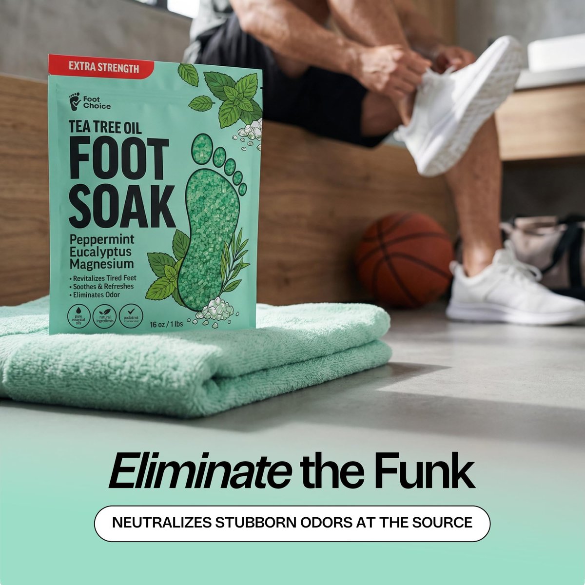 Foot Choice Tea Tree Oil Foot Soak with Epsom Salt - Toenail Repair, Odor Elimination & Callus Softening - Soothes Tired, Sore Feet & Itchy Skin - Made in USA, 16 oz - görsel 17