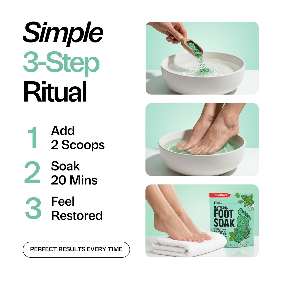 Foot Choice Tea Tree Oil Foot Soak with Epsom Salt - Toenail Repair, Odor Elimination & Callus Softening - Soothes Tired, Sore Feet & Itchy Skin - Made in USA, 16 oz - görsel 15