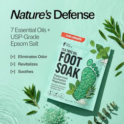 Foot Choice Tea Tree Oil Foot Soak with Epsom Salt - Toenail Repair, Odor Elimination & Callus Softening - Soothes Tired, Sore Feet & Itchy Skin - Made in USA, 16 oz