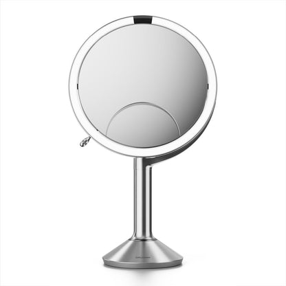 simplehuman Sensor Mirror Trio - 1X, 5X, 10X Magnification, Round Rechargeable Beauty Makeup Mirror with Tru-Lux Full-Spectrum Light, Brushed Stainless Steel Avelisse