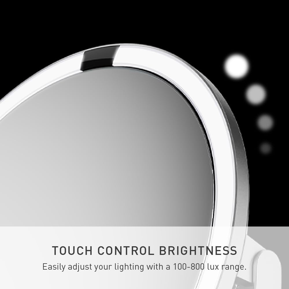 simplehuman Sensor Mirror Trio - 1X, 5X, 10X Magnification, Round Rechargeable Beauty Makeup Mirror with Tru-Lux Full-Spectrum Light, Brushed Stainless Steel Avelisse