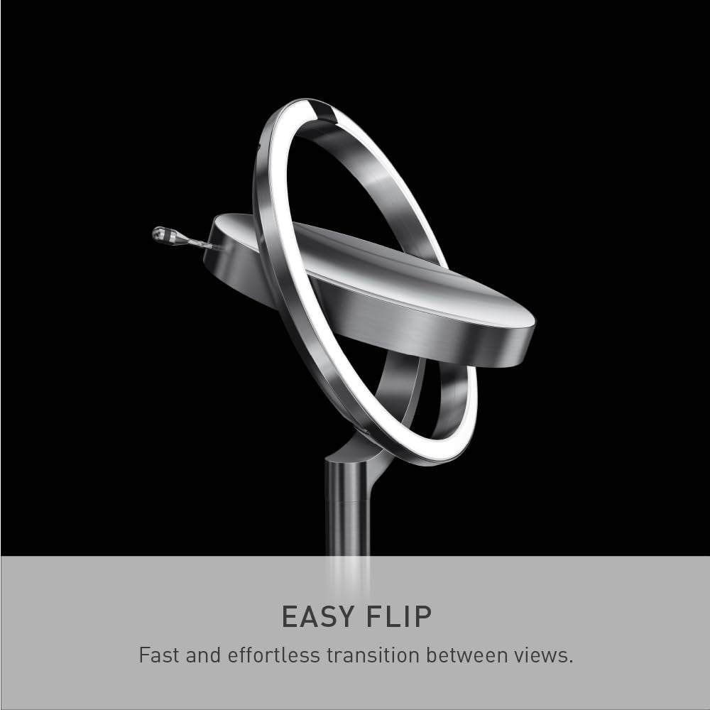 simplehuman Sensor Mirror Trio - 1X, 5X, 10X Magnification, Round Rechargeable Beauty Makeup Mirror with Tru-Lux Full-Spectrum Light, Brushed Stainless Steel Avelisse