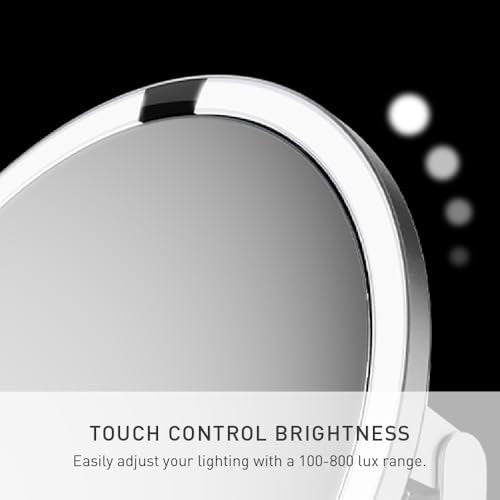 simplehuman Sensor Mirror Trio - 1X, 5X, 10X Magnification, Round Rechargeable Beauty Makeup Mirror with Tru-Lux Full-Spectrum Light, Brushed Stainless Steel Avelisse