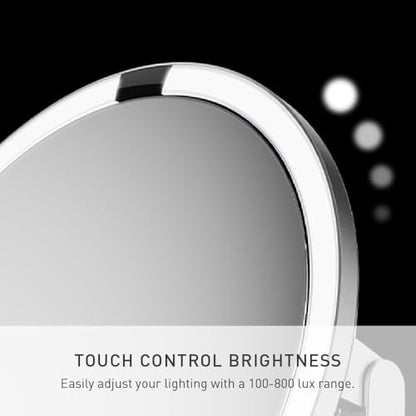 simplehuman Sensor Mirror Trio - 1X, 5X, 10X Magnification, Round Rechargeable Beauty Makeup Mirror with Tru-Lux Full-Spectrum Light, Brushed Stainless Steel Avelisse