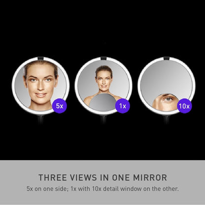 simplehuman Sensor Mirror Trio - 1X, 5X, 10X Magnification, Round Rechargeable Beauty Makeup Mirror with Tru-Lux Full-Spectrum Light, Brushed Stainless Steel Avelisse