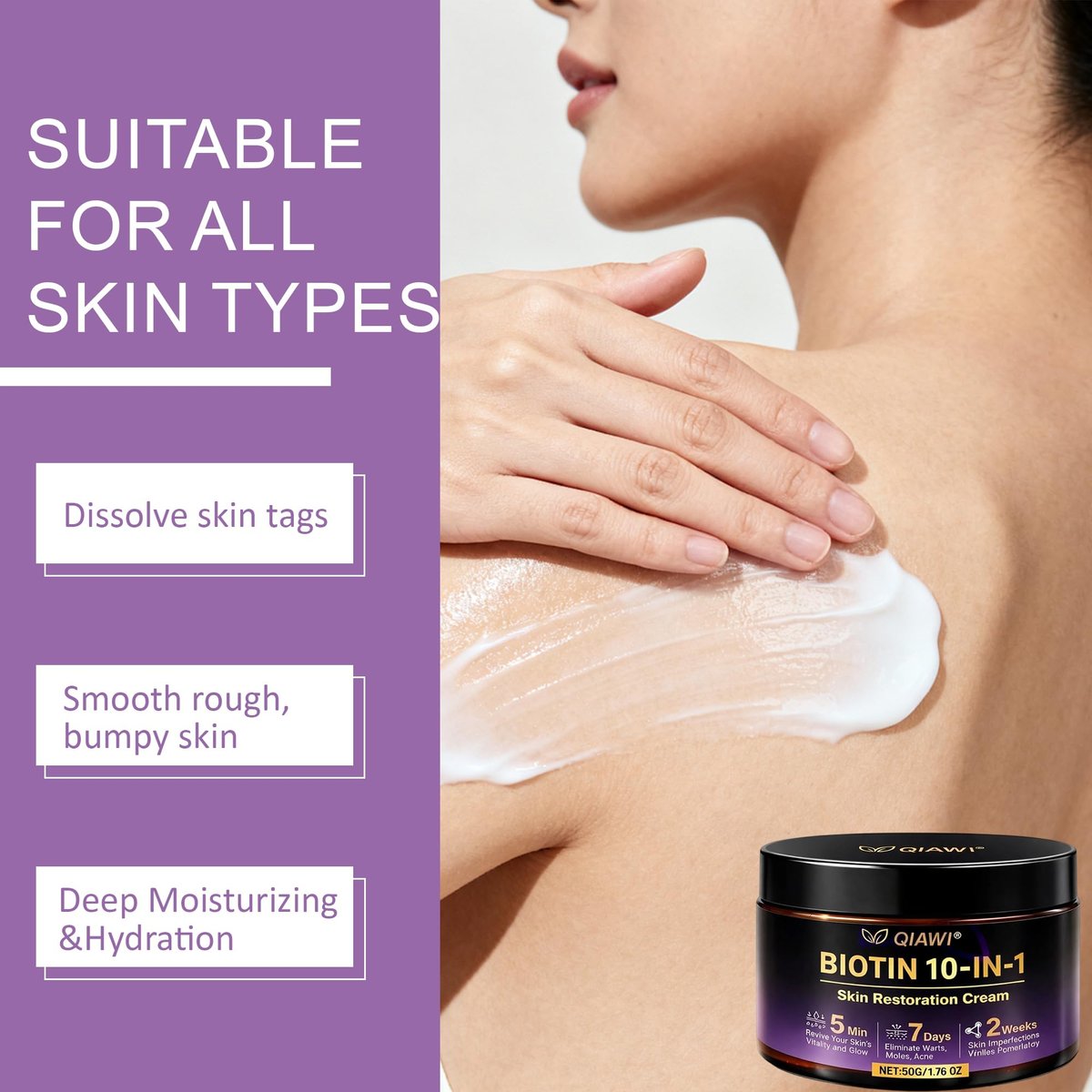 Kerarose QIAWI Biotin 10-in-1 Skin Care Cream for Face & Neck – 50g (1.05 Fl Oz) Avelisse