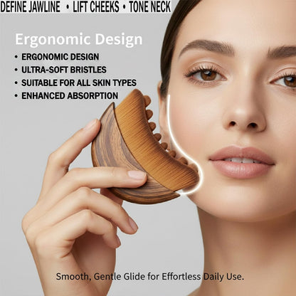Kojiva Lymphatic Face Brush – Curved Contour Brush for Facial Drainage Massage, Reduce Puffiness & Double Chin, Improve Skin Glow