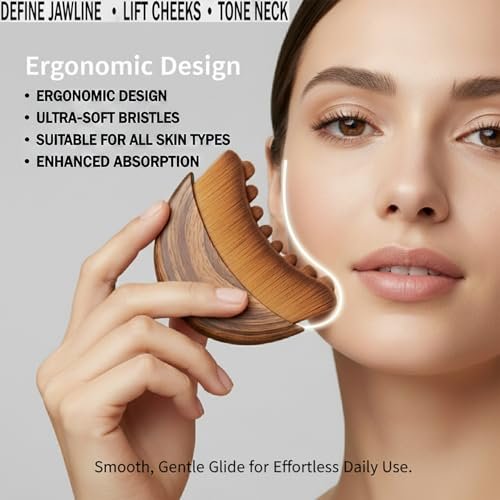 Kojiva Lymphatic Face Brush – Curved Contour Brush for Facial Drainage Massage, Reduce Puffiness & Double Chin, Improve Skin Glow - görsel 8