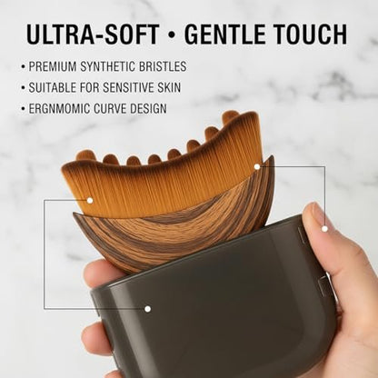 Kojiva Lymphatic Face Brush – Curved Contour Brush for Facial Drainage Massage, Reduce Puffiness & Double Chin, Improve Skin Glow