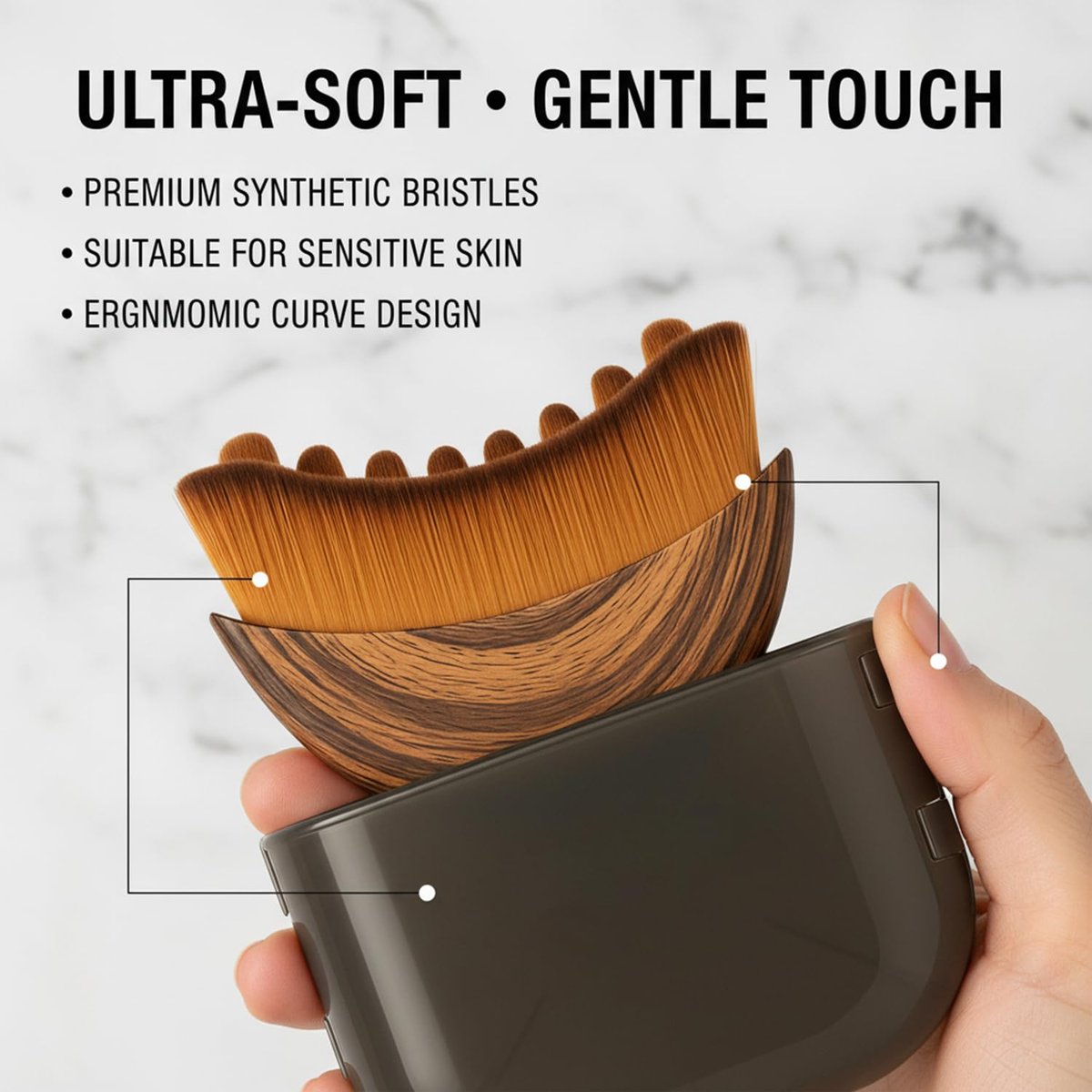 Kojiva Lymphatic Face Brush – Curved Contour Brush for Facial Drainage Massage, Reduce Puffiness & Double Chin, Improve Skin Glow - görsel 9
