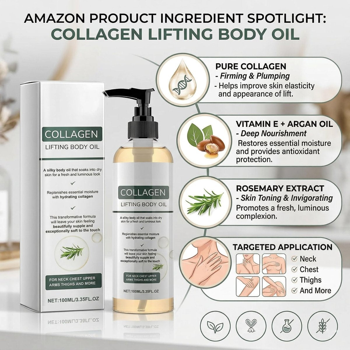 Collagen Lifting Body Oil After Shower – Skin Tightening & Firming Moisturizer Avelisse