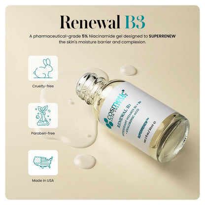 Renewal B3 Serum – 5% Niacinamide with Hyaluronic Acid & Vitamin B5 – Hydrating Face Serum for Dry & Dehydrated Skin – Improves Fine Lines, Uneven Tone & Enlarged Pores – 1 Fl Oz