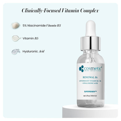 Renewal B3 Serum – 5% Niacinamide with Hyaluronic Acid & Vitamin B5 – Hydrating Face Serum for Dry & Dehydrated Skin – Improves Fine Lines, Uneven Tone & Enlarged Pores – 1 Fl Oz