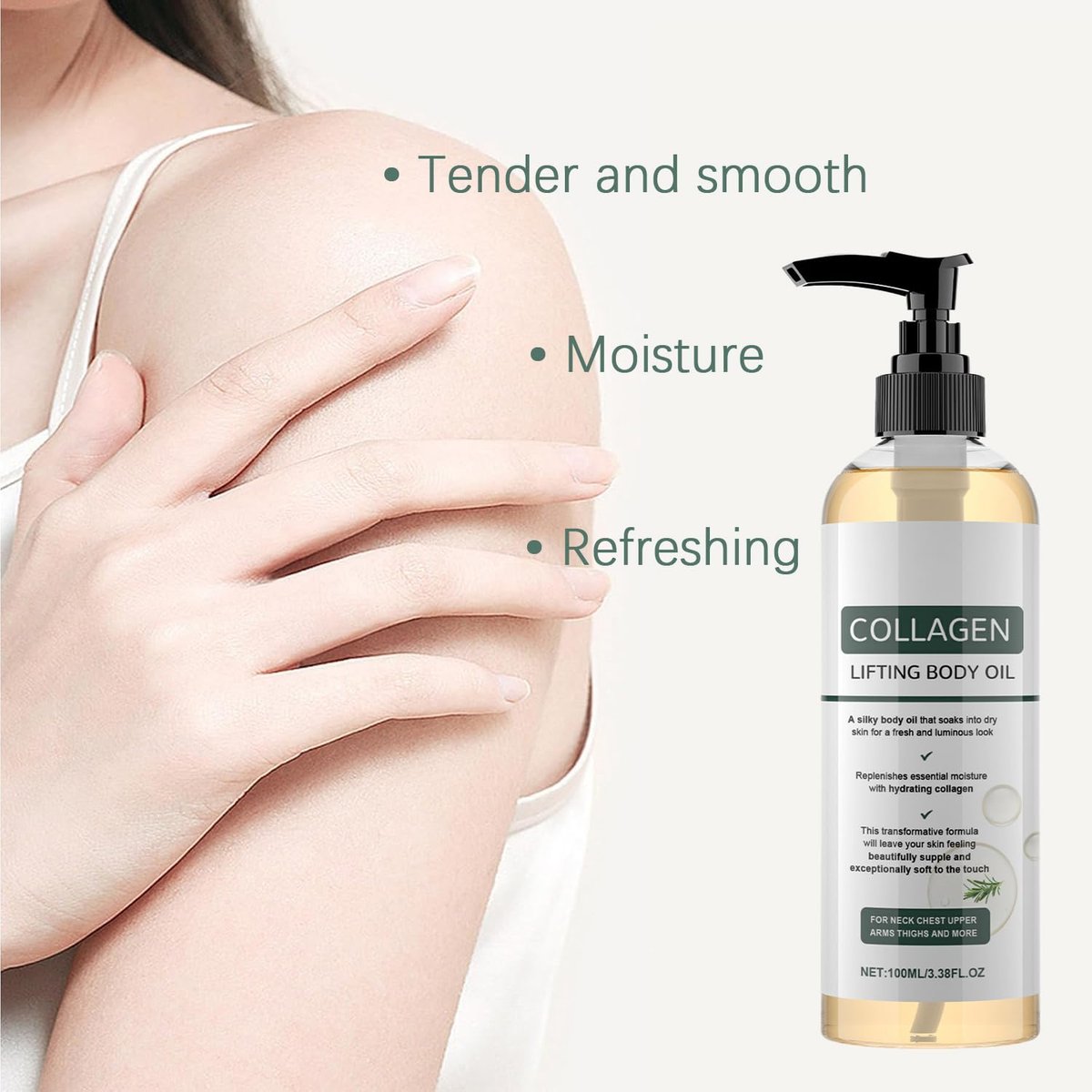 Krajiyya Collagen Magic Body Oil – Firming, Moisturizing & Anti-Aging Silk Body Oil for Women & Men, Lightweight Non-Greasy, 3.38 fl oz Avelisse