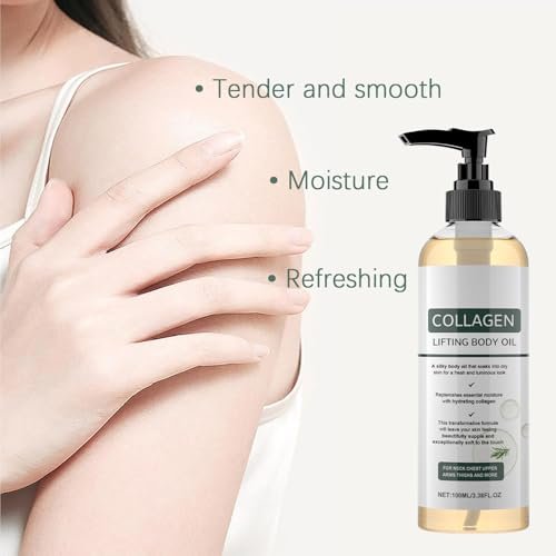 Krajiyya Collagen Magic Body Oil – Firming, Moisturizing & Anti-Aging Silk Body Oil for Women & Men, Lightweight Non-Greasy, 3.38 fl oz Avelisse