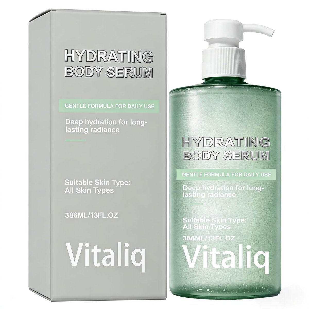 VITALIQ Hydrating Body Serum - Lightweight HA Moisturizer for Dry Skin & Crepey Arms, 13 Fl Oz Avelisse
