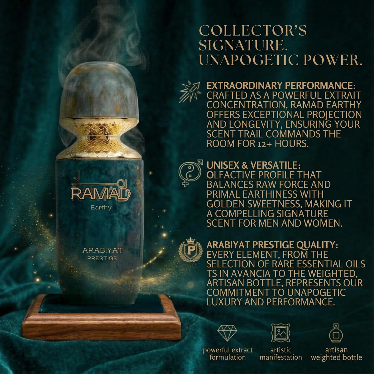 ARABIYAT PRESTIGE Ramad Earthy Extrait De Parfum (100ml) – Unisex Luxury Long Lasting Fragrance with Honey, Mango, Cappuccino & Smoky Patchouli Avelisse