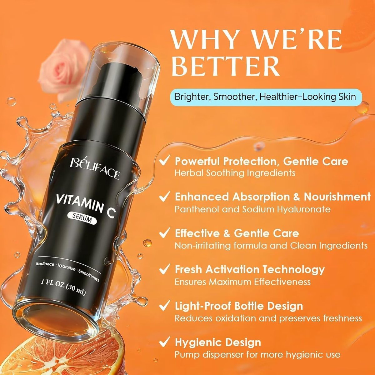Vitamin C Serum for Face - CE Ferulic Acid Facial Serum for Dark Spots, Uneven Tone & Fine Lines – Paraben-Free – 30ml Brightening & Hydrating Serum - görsel 13