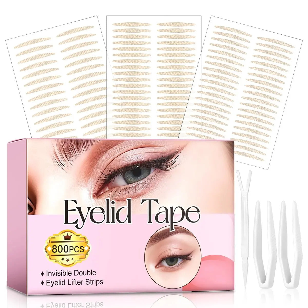TMANI Double Eyelid Tape – Invisible, Waterproof Eyelid Strips for Hooded Eyes, Natural Look All Day (500 Strips) Avelisse