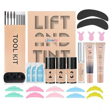 Libeauty Lash Lift Kit and Black Color Kit – Brow Lamination Kit for Beginners, Natural Black, Safe & Effective for Voluminous Thicker Eyelashes or Eyebrows Avelisse