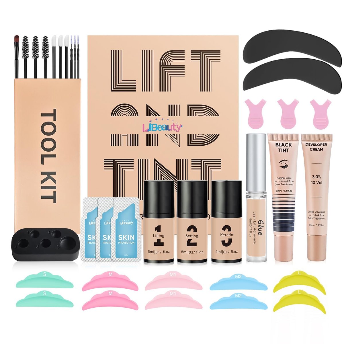 Libeauty Lash Lift Kit and Black Color Kit – Brow Lamination Kit for Beginners, Natural Black, Safe & Effective for Voluminous Thicker Eyelashes or Eyebrows Avelisse