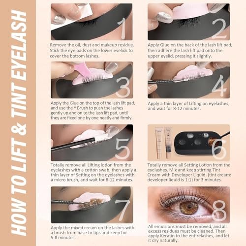 Libeauty Lash Lift Kit and Black Color Kit – Brow Lamination Kit for Beginners, Natural Black, Safe & Effective for Voluminous Thicker Eyelashes or Eyebrows Avelisse