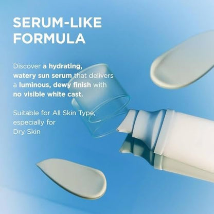 Centella Hyalu-Cica Water-Fit Sun Serum SPF 50 - Korean Sunscreen with Hyaluronic Acid, No White Cast, 50ml (2 Pack) Avelisse