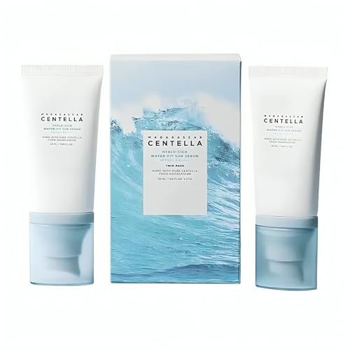 Centella Hyalu-Cica Water-Fit Sun Serum SPF 50 - Korean Sunscreen with Hyaluronic Acid, No White Cast, 50ml (2 Pack) Avelisse