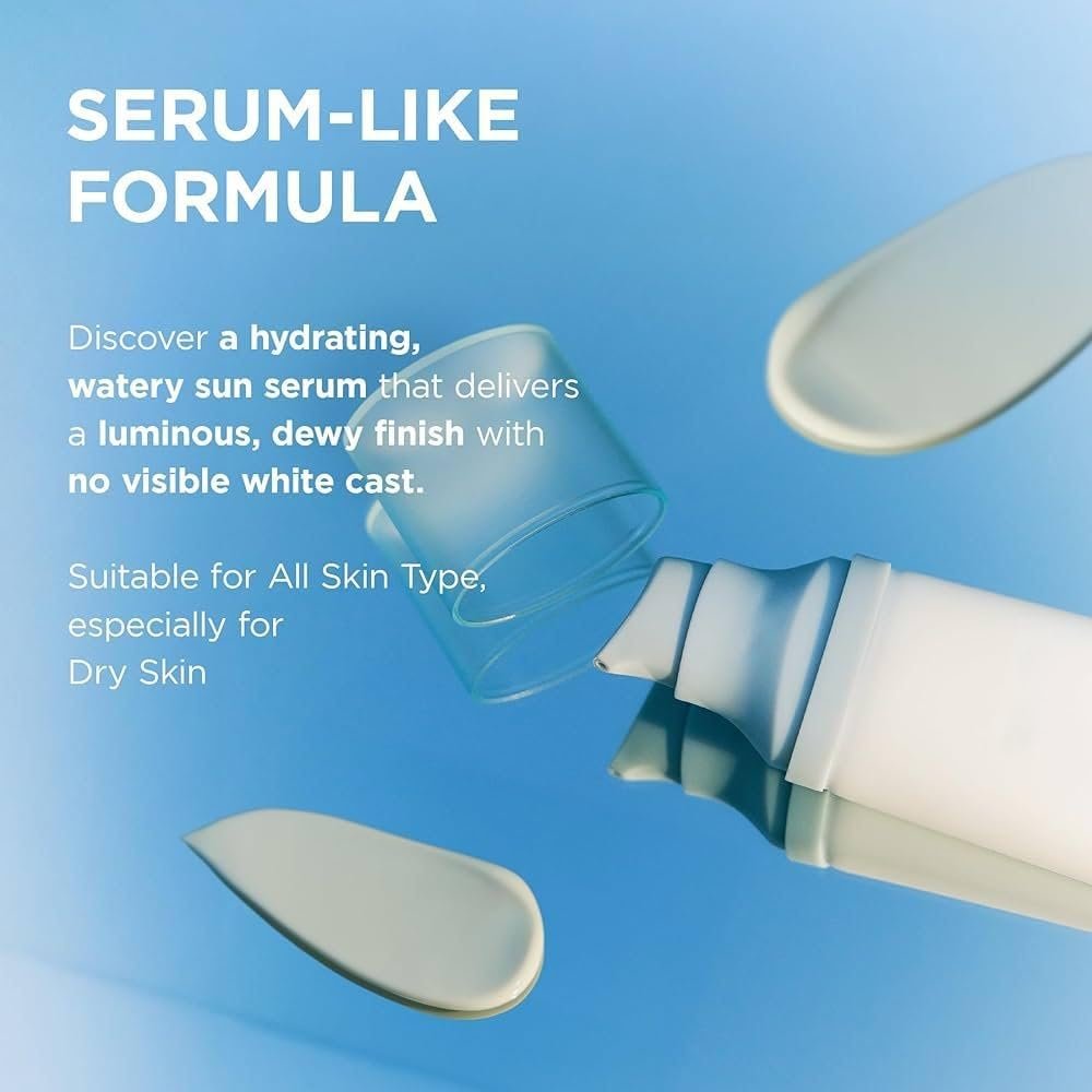 Centella Hyalu-Cica Water-Fit Sun Serum SPF 50 - Korean Sunscreen with Hyaluronic Acid, No White Cast, 50ml (2 Pack) Avelisse