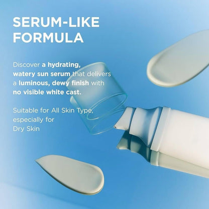 Centella Hyalu-Cica Water-Fit Sun Serum SPF 50 - Korean Sunscreen with Hyaluronic Acid, No White Cast, 50ml (2 Pack) Avelisse