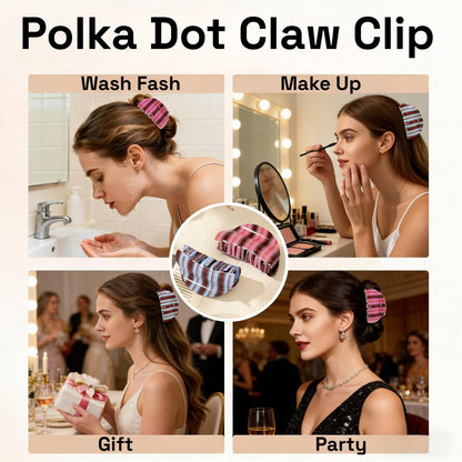 2-Pack Striped Claw Clips for Women – Polka Dot & Plaid Acrylic Hair Clips, Medium Size for Half-Up Styles
