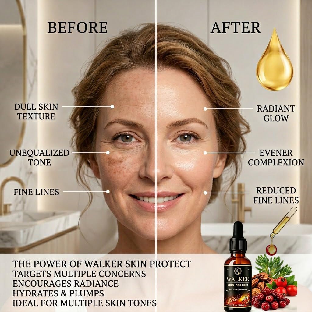 Walker Skin Protect Serum for Black Women - Natural Firming Face Serum, Dark Circle & Uneven Tone Corrector, Lightweight Vitality Oil - görsel 5