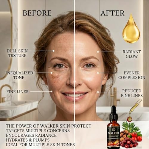 Walker Skin Protect Serum for Black Women - Natural Firming Face Serum, Dark Circle & Uneven Tone Corrector, Lightweight Vitality Oil - görsel 6