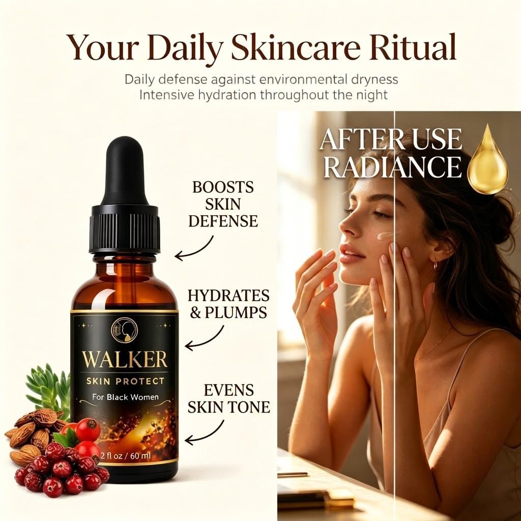 Walker Skin Protect Serum for Black Women - Natural Firming Face Serum, Dark Circle & Uneven Tone Corrector, Lightweight Vitality Oil - görsel 7